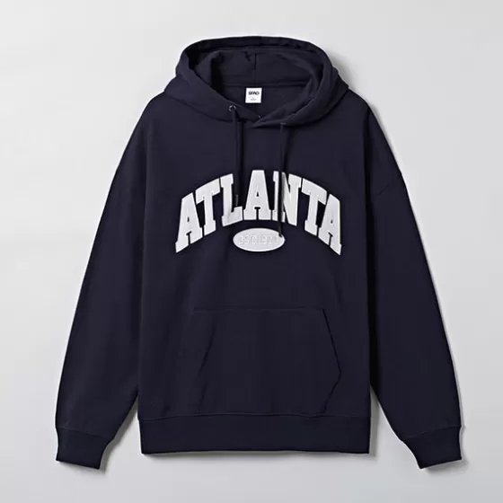 SPAO Hoodies L Pullovers- Men Long Sleeve Graphic Hoodie SPMHE11C41