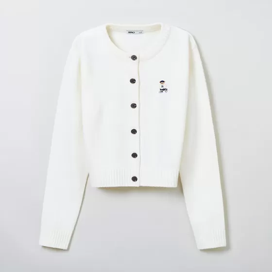 SPAO Cardigans L Sweaters- Women Long Sleeve Crop Cardigan SPCKE49G40 Ivory