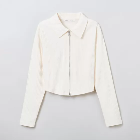 SPAO Jackets- Women Long Sleeve Zip Up Cardigan SPMZE37G02 Cream